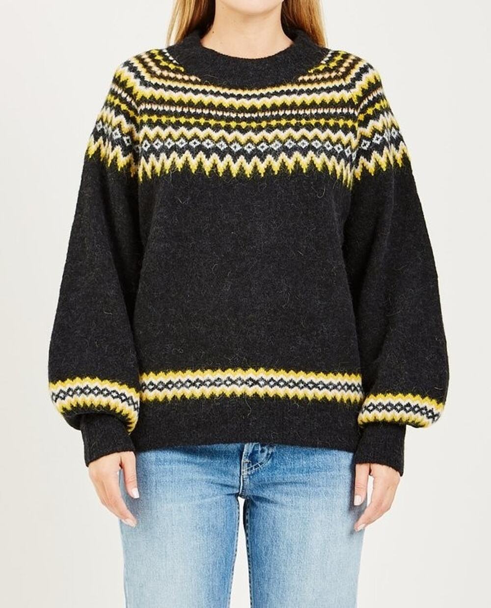 New Anthropologie Just Female Svan Knit Alpaca Wool Blend Sweater $173 Small Blk